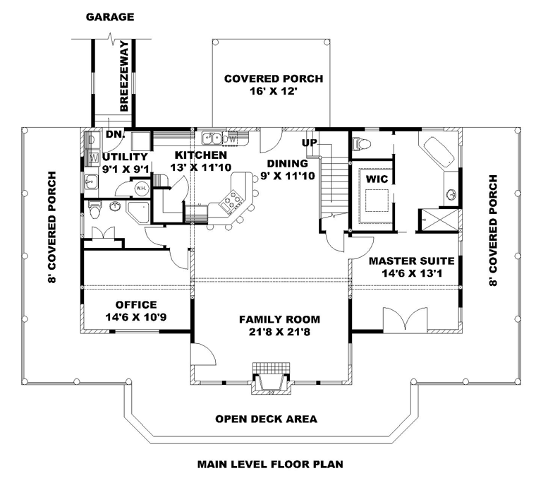 Contemporary Country Southern Level One of Plan 85244