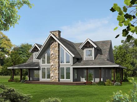 Contemporary Country Southern Elevation of Plan 85244