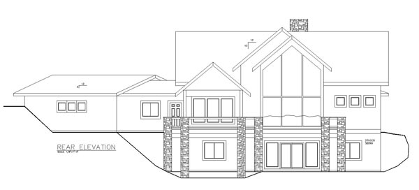 Contemporary European Rear Elevation of Plan 85245