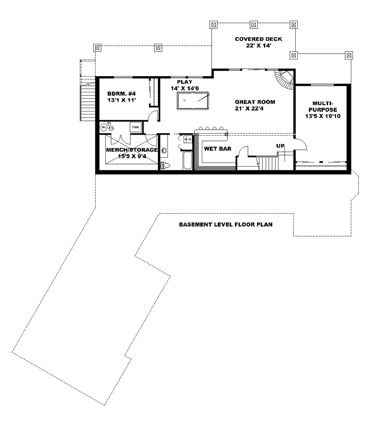 Country Craftsman Traditional Lower Level of Plan 85246