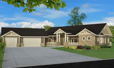 Country Craftsman Traditional Elevation of Plan 85246