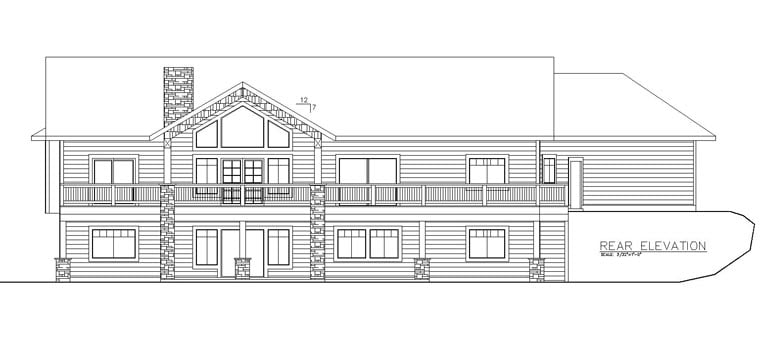 Country Craftsman Traditional Rear Elevation of Plan 85246
