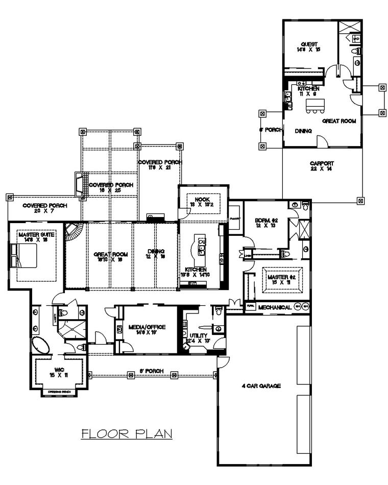 Contemporary Craftsman Tudor Level One of Plan 85247