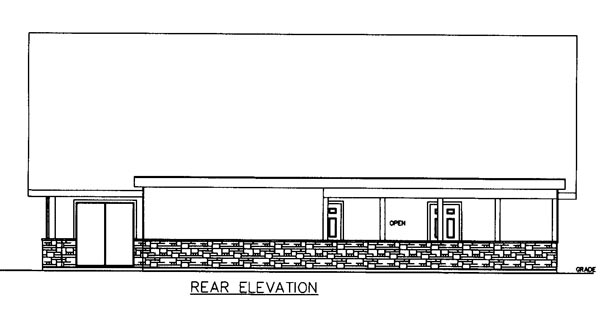 Cabin Country Ranch Rear Elevation of Plan 85249