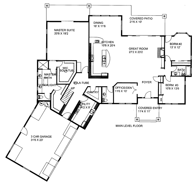 Contemporary Craftsman Traditional Level One of Plan 85254