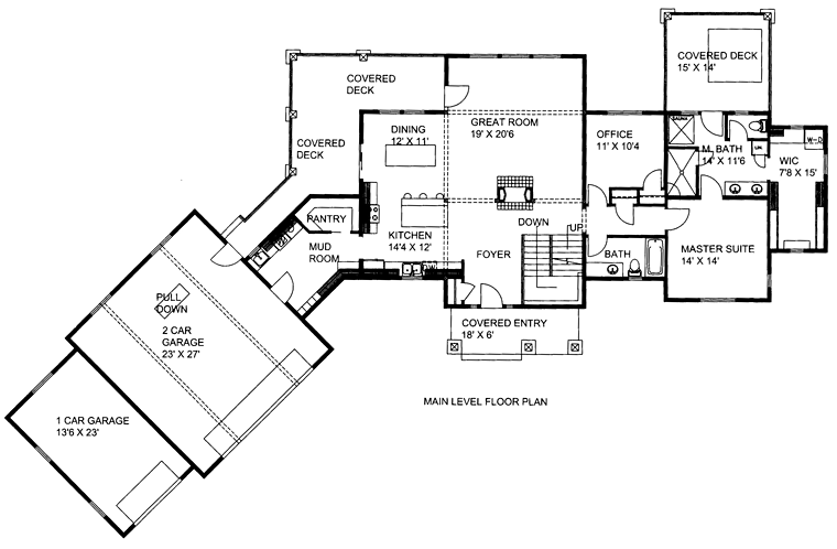 Contemporary Craftsman Tudor Level One of Plan 85255