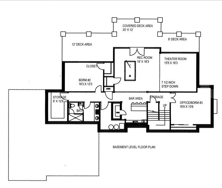 Craftsman Tudor Lower Level of Plan 85262