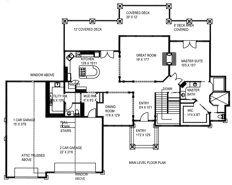 Craftsman Tudor Level One of Plan 85262