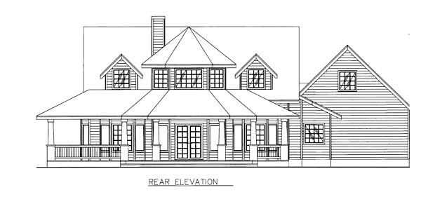 Country Farmhouse Southern Victorian Rear Elevation of Plan 85268