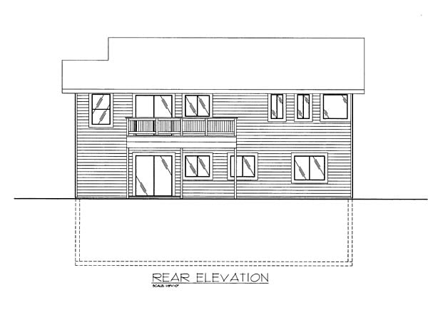 Colonial Traditional Rear Elevation of Plan 85271