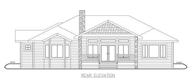 Contemporary Craftsman European Rear Elevation of Plan 85280