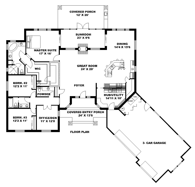 Contemporary Craftsman Level One of Plan 85285
