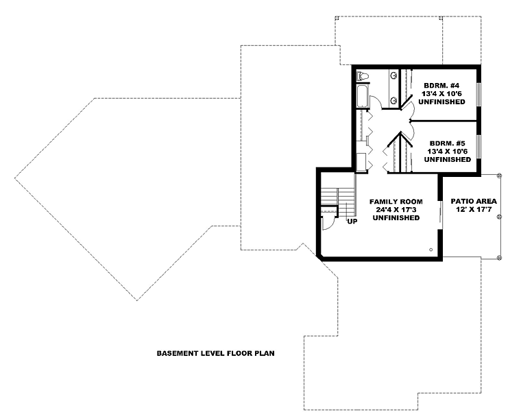 Contemporary Ranch Lower Level of Plan 85288