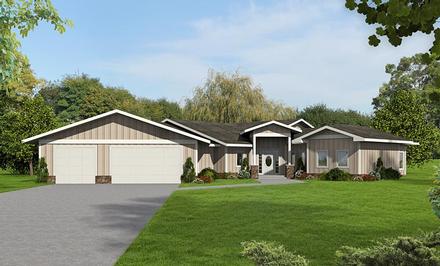 Contemporary Ranch Elevation of Plan 85288