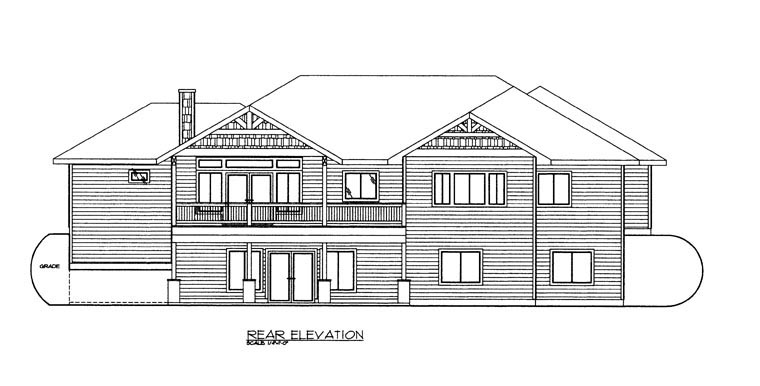 Craftsman Rear Elevation of Plan 85300