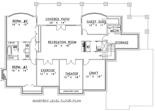 Ranch Lower Level of Plan 85315