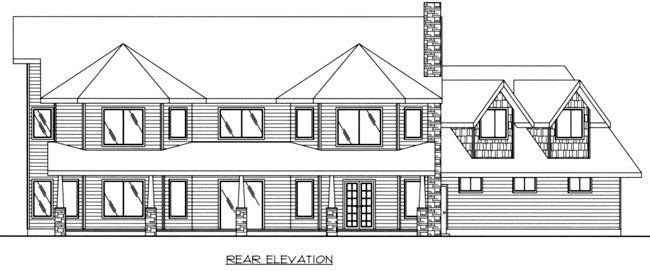 Country Rear Elevation of Plan 85320