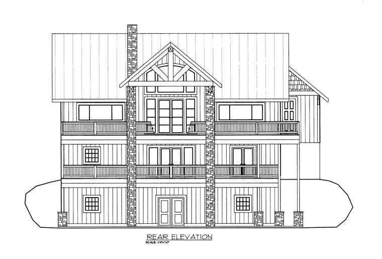 Country Rear Elevation of Plan 85344