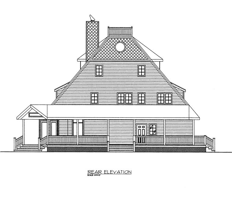 Craftsman Rear Elevation of Plan 85356