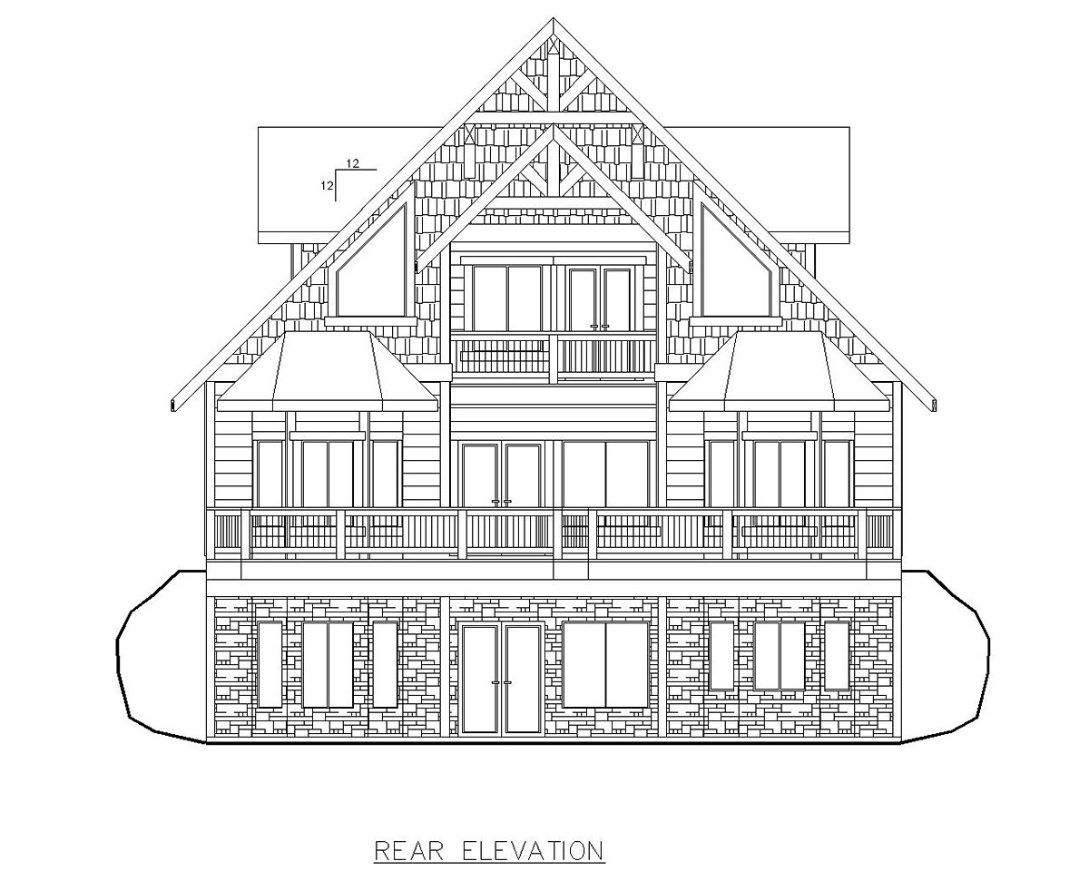 Craftsman Rear Elevation of Plan 85365