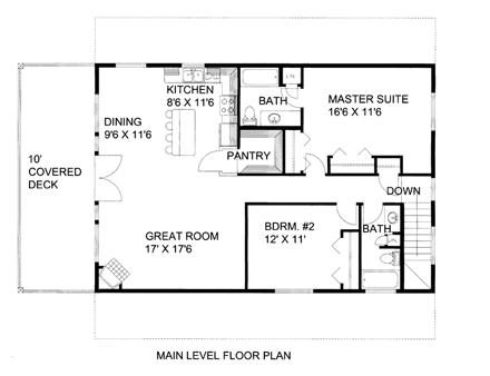 Contemporary, Farmhouse Garage-Living Plan 85372 with 2 Beds, 3 Baths, 2 Car Garage First Level Plan
