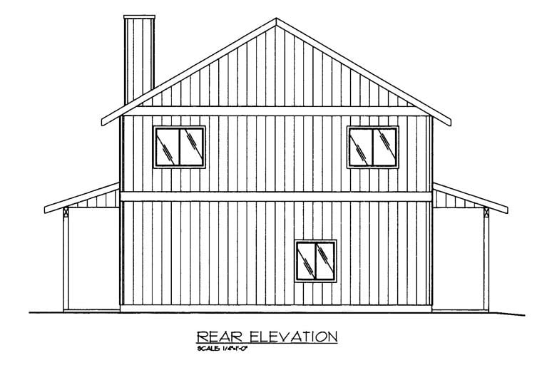 Contemporary Farmhouse Rear Elevation of Plan 85372