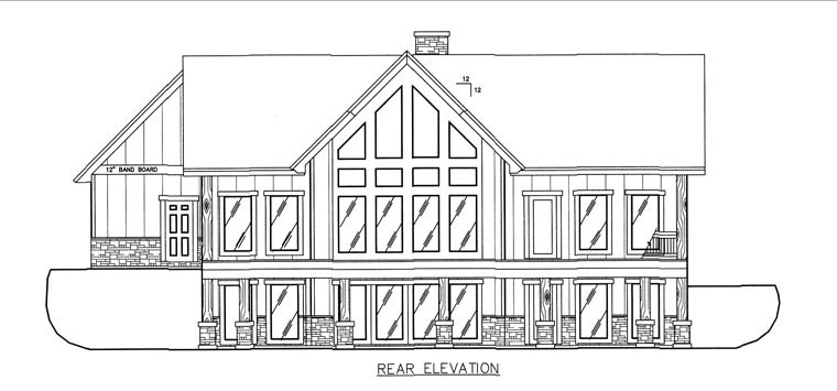 Plan with 4242 Sq. Ft., 4 Bedrooms, 4 Bathrooms, 2 Car Garage Rear Elevation