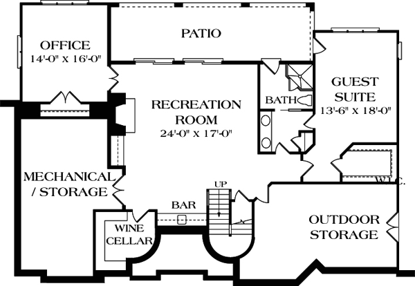 Traditional Lower Level of Plan 85409