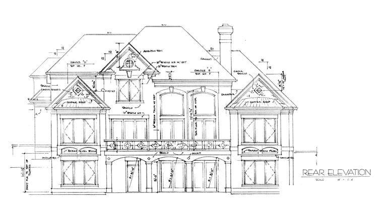 Traditional Rear Elevation of Plan 85409