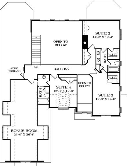 House Plan 85422 Second Level Plan