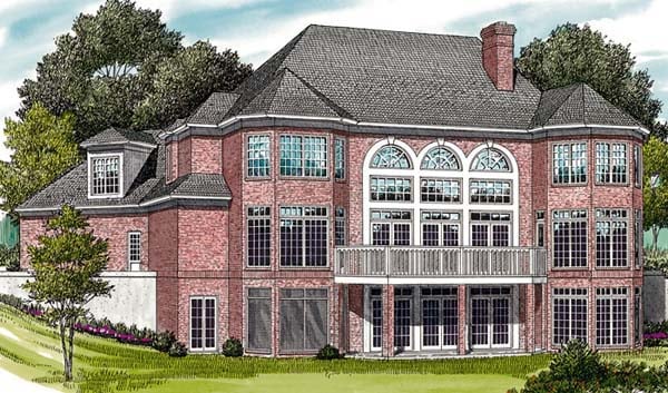 Colonial Traditional Rear Elevation of Plan 85424