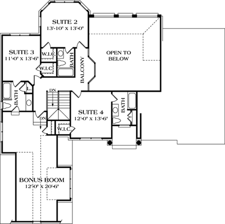 House Plan 85425 Second Level Plan