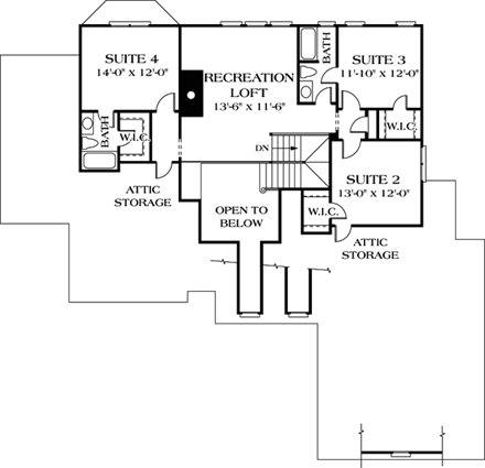 House Plan 85426 Second Level Plan