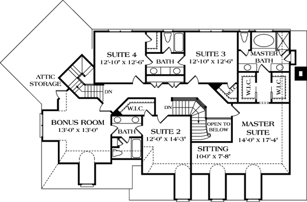 Colonial Farmhouse Level Two of Plan 85450