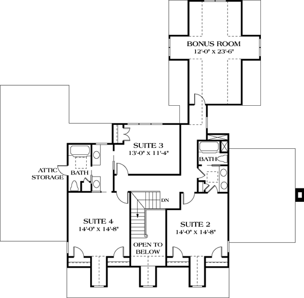 Colonial Country Farmhouse Level Two of Plan 85454