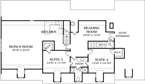 Colonial Farmhouse Level Two of Plan 85458