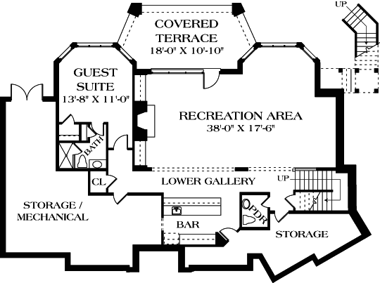 Traditional Lower Level of Plan 85460