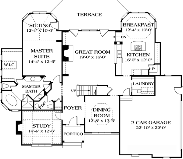 Cottage Traditional Level One of Plan 85469