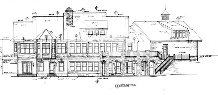 Cottage Craftsman Rear Elevation of Plan 85473