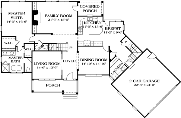 Cottage Traditional Level One of Plan 85475