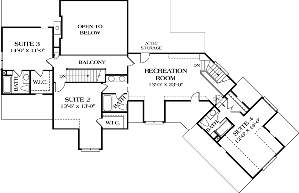 Cottage Traditional Level Two of Plan 85475