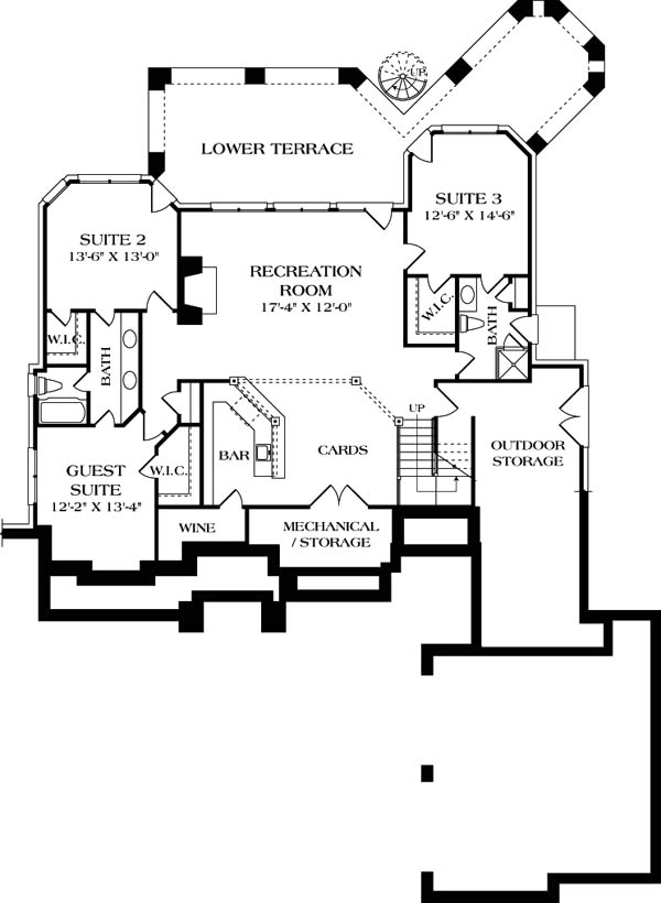 Cottage Craftsman Lower Level of Plan 85481