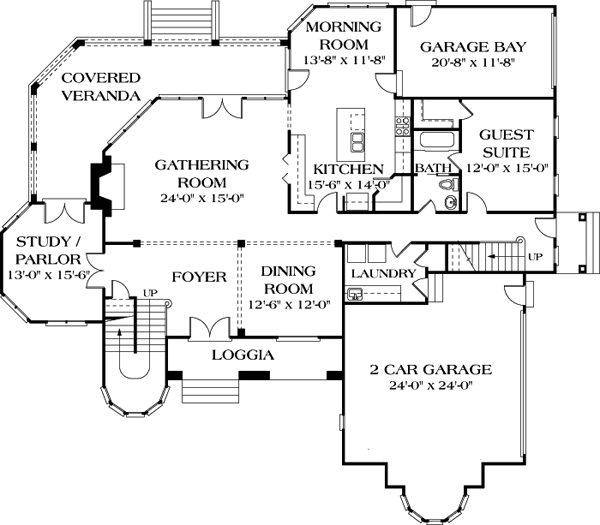 Mediterranean Traditional Level One of Plan 85512