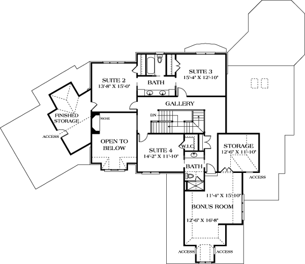 Cottage Craftsman Level Two of Plan 85528