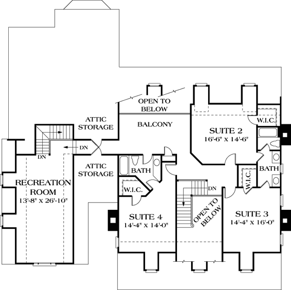 Colonial Cottage Country Farmhouse Traditional Level Two of Plan 85532