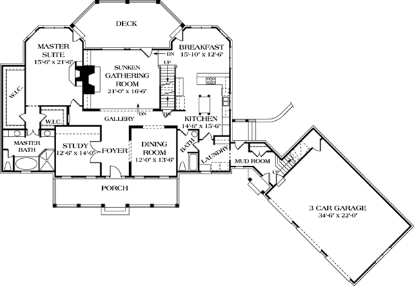 Colonial Cottage Country Farmhouse Traditional Level One of Plan 85533