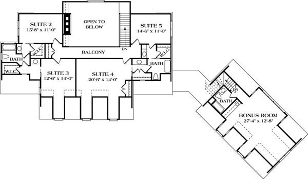 Colonial Cottage Country Farmhouse Traditional Level Two of Plan 85533