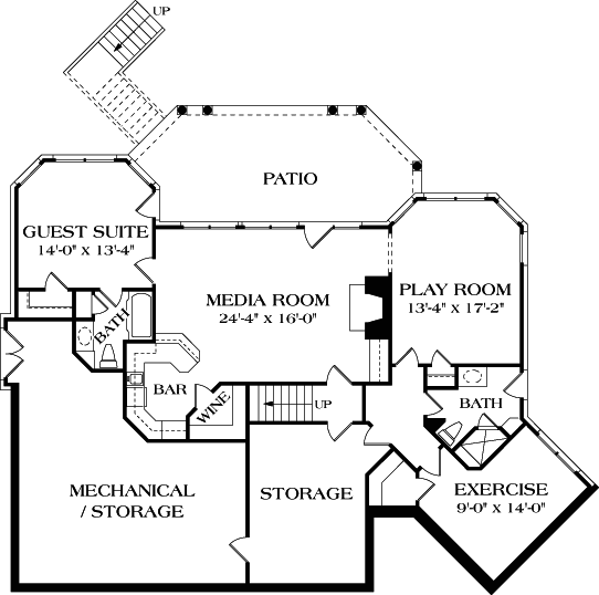 Colonial Cottage Country Farmhouse Traditional Lower Level of Plan 85534