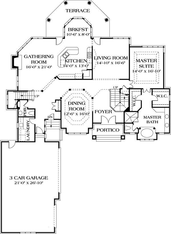 Cottage Craftsman Level One of Plan 85536