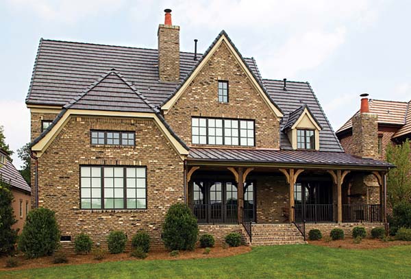 Country, European Plan with 4123 Sq. Ft., 4 Bedrooms, 5 Bathrooms, 2 Car Garage Rear Elevation